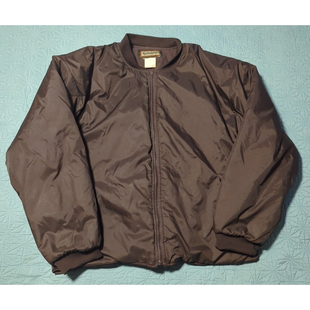Vintage 80's Remington Jacket Full Zip Bomber Hunting Coat Outdoors Sz XL Brown
